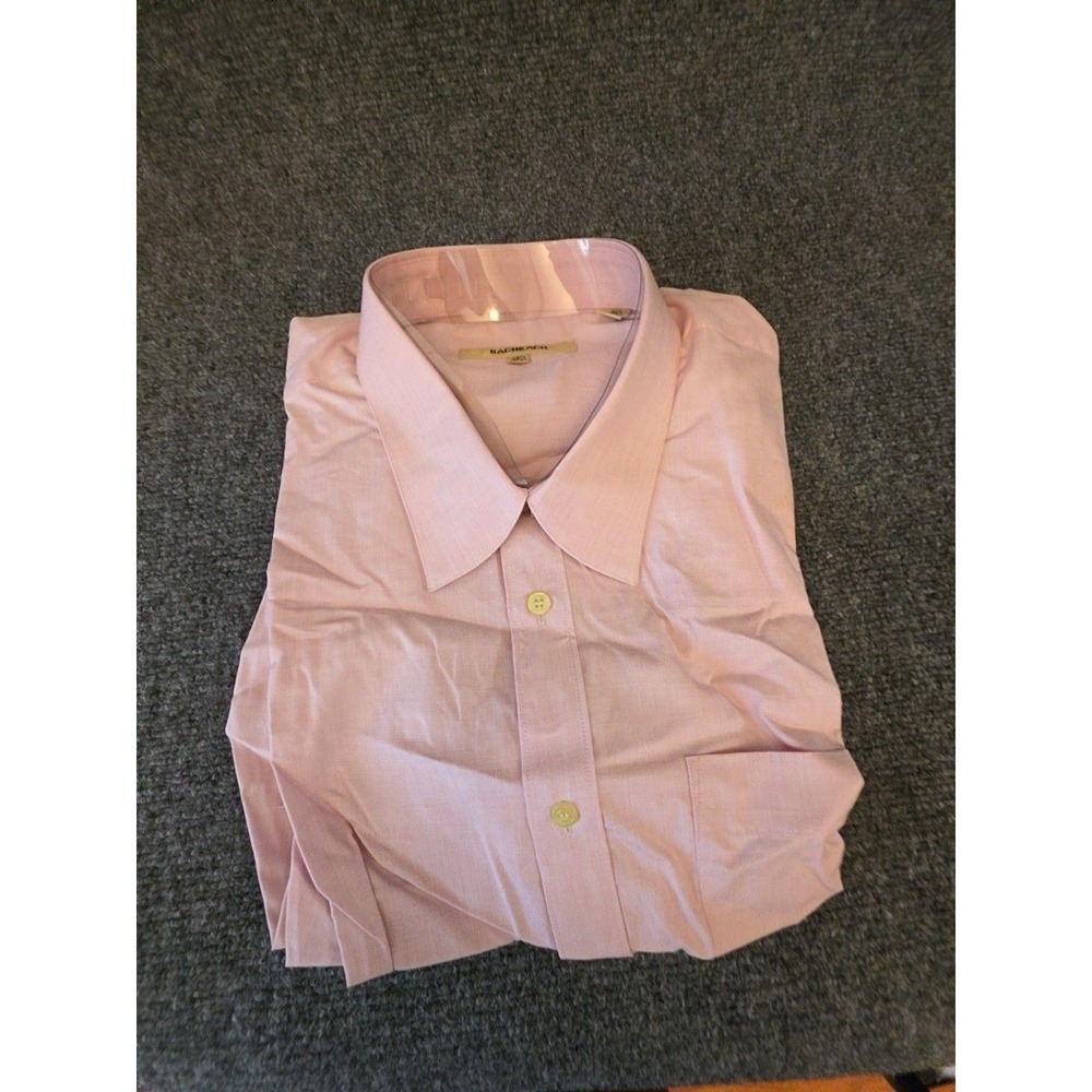 Bachrach Dress Shirt Mens 18.5 36/37 Pink Check Regular French Cuff Cotton LS